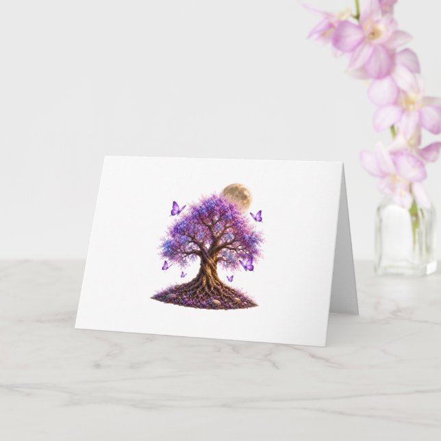 Cartão Lavender Blossom Moon Tree Greeting Card (Orquídea)