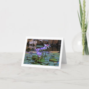 CARTÃO "LAVENDER-BLUE LOTUS BLOSSOMS AND LILY PADS"