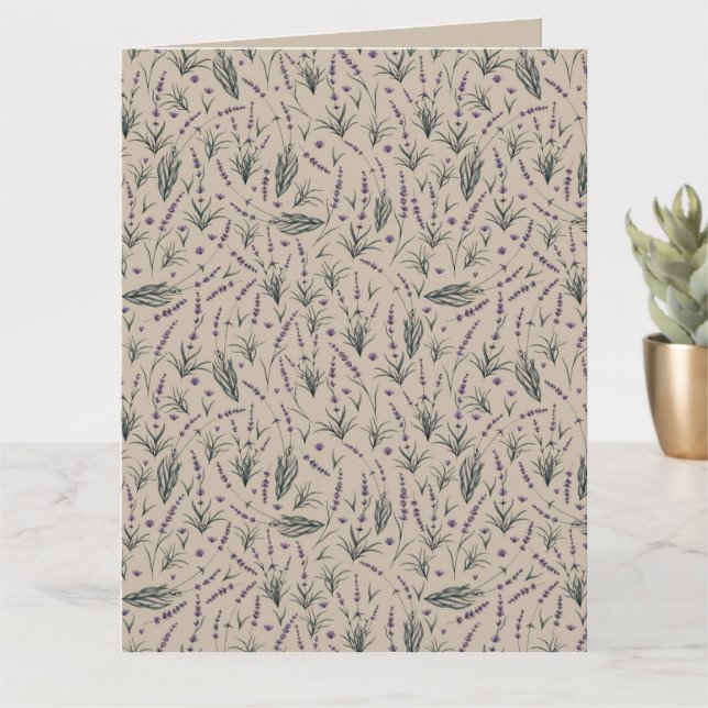 Cartão Lavender Botanical Pattern Greeting Card (Planta pequena)