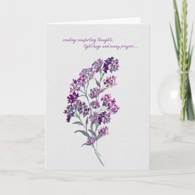 Cartão Lavender Comforting Thoughts – Watercolor Sympathy (Frente)