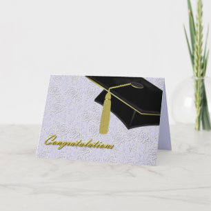 Cartão Lavender Damask & Mortarboard Graduation Card