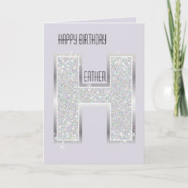 Cartão Lavender Purple Silver Glitter Letter H