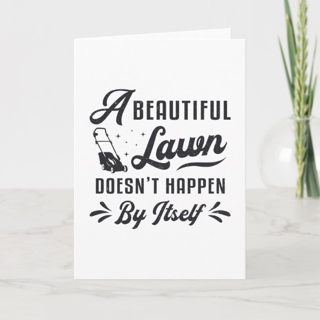 Cartão Lawn Mower Um Belo Jardinagem (Frente)