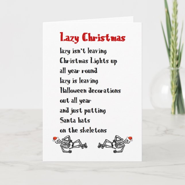 Cartão Lazy Christmas, A Funny Merry Christmas Poem (Frente)