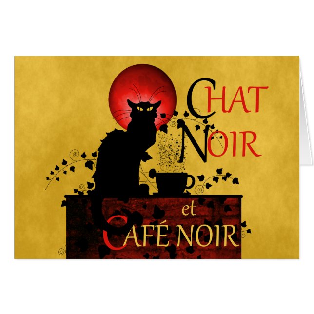 Cartão Le Chat Noir et Café Noir (Frente horizontal)
