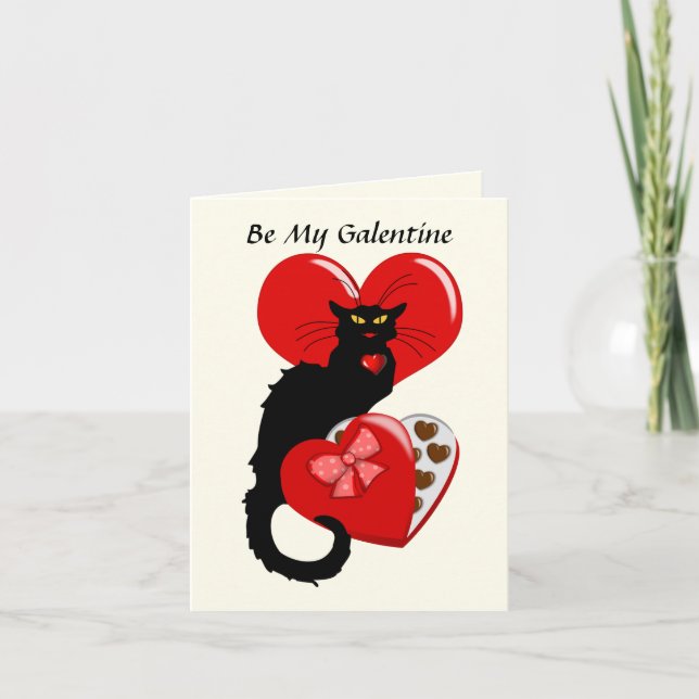 Cartão Le Chat Noir Heart Candy Valentine's Day  (Frente)