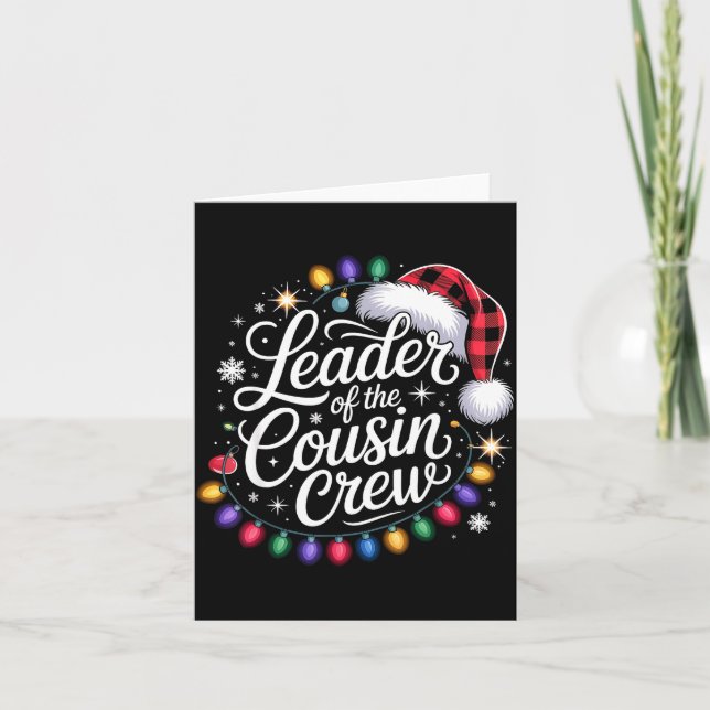 Cartão Leader Of The Cousin Crew Xmas Lights Red Plaid Sa (Frente)
