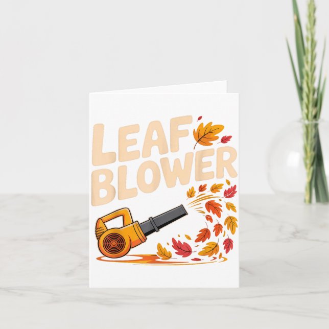 Cartão Leaf Blower Funny Autumn Fall Season Humor  (Frente)