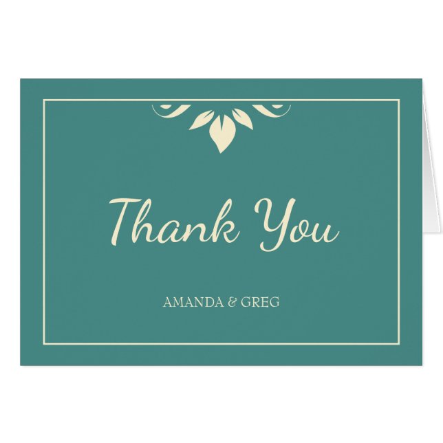 Cartão Leaf Motif Obrigado (Frente horizontal)