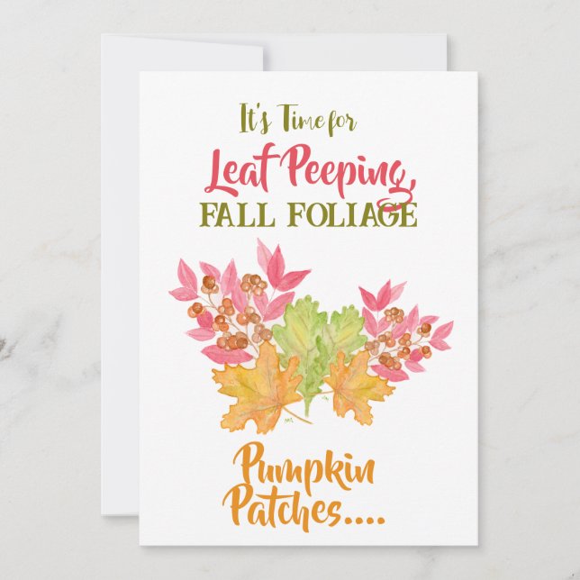 Cartão Leaf Peeping Foliage Autumn Watercolor Birthday (Frente)