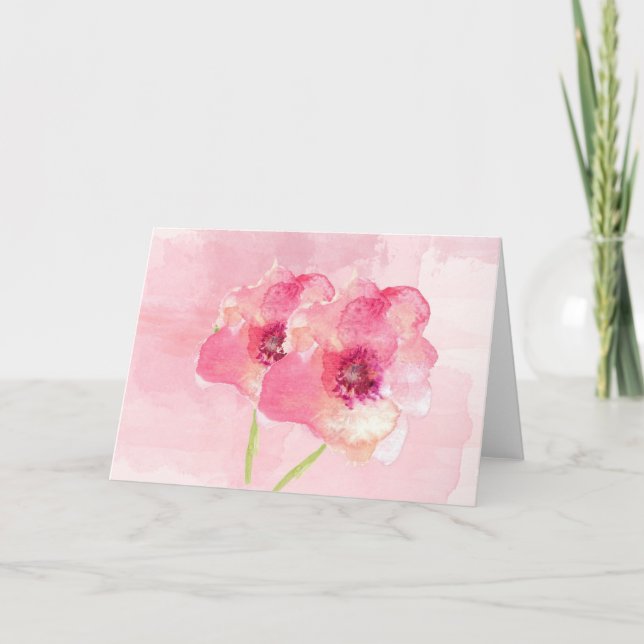 Cartão Leaf watercolor blank note card. (Frente)