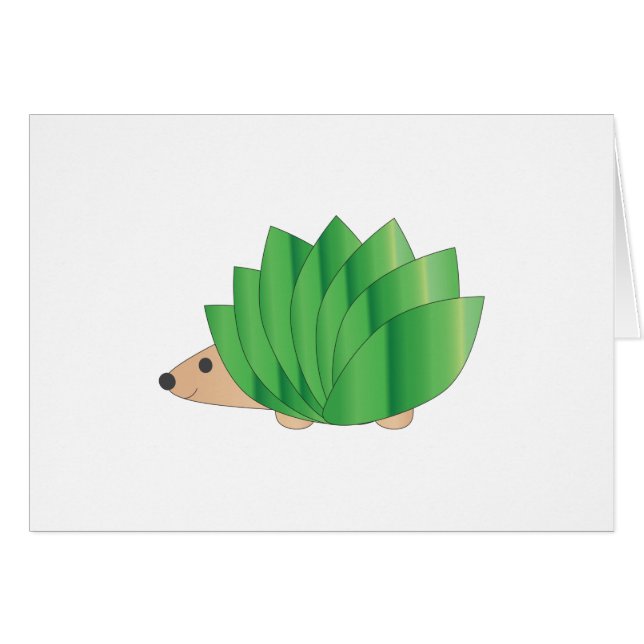 Cartão Leafy Green Hedgehog (Frente horizontal)
