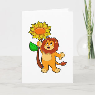 Cartão Leão com Flor Girassol