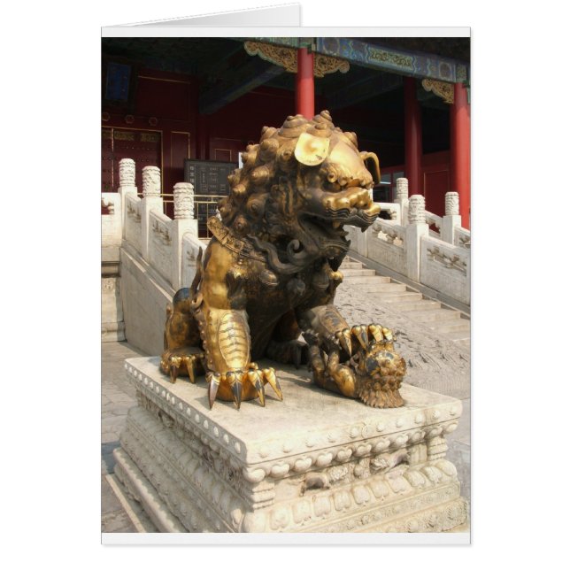 Cartão Leão de Bronze de Cidade Proibida (Frente)