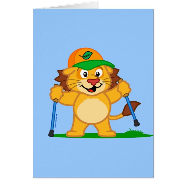 Cartão Leão de passeio nórdico (Frente)