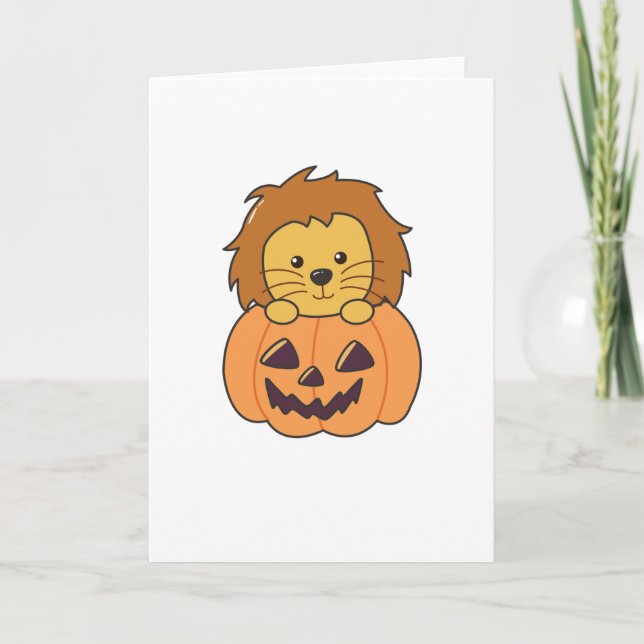 Cartão Leão De Pumpkin Orange Koalas Halloween Lion (Frente)
