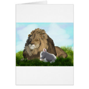 Cartão leão e cordeiro