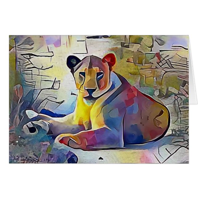 Cartão Leão em África (Frente Horizontal)