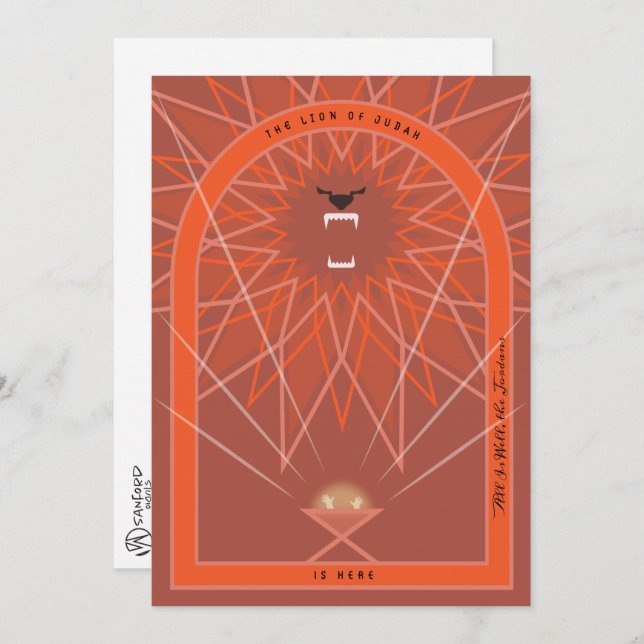 Cartão Leão em um Corredor (Frente/Verso)