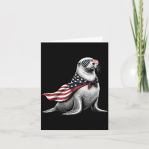 Cartão Leão Marinho 4 De Julho Bandeira Americana Patriót