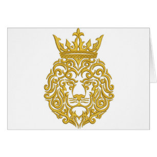 Cartão leão na coroa, imitação do bordado