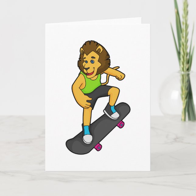 Cartão Leão Skater Skateboard (Frente)