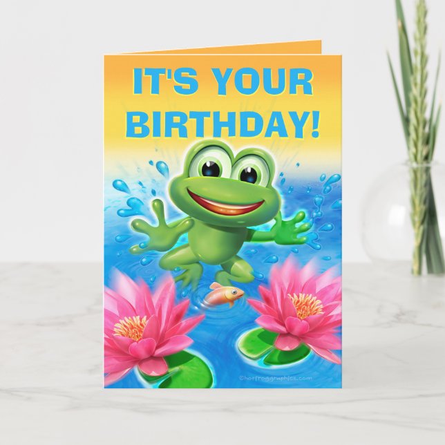 Cartão Leap Frog birthday card customisable message (Frente)