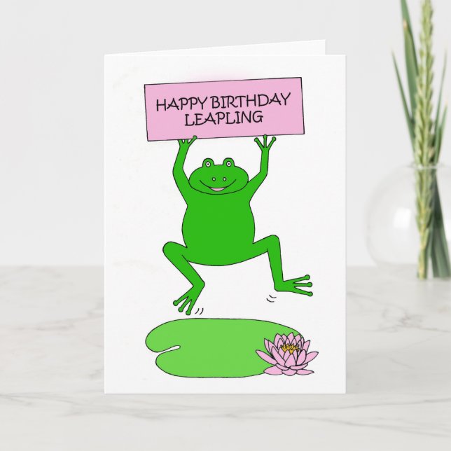 Cartão Leap Year Birthday Leapling 29 de fevereiro (Frente)