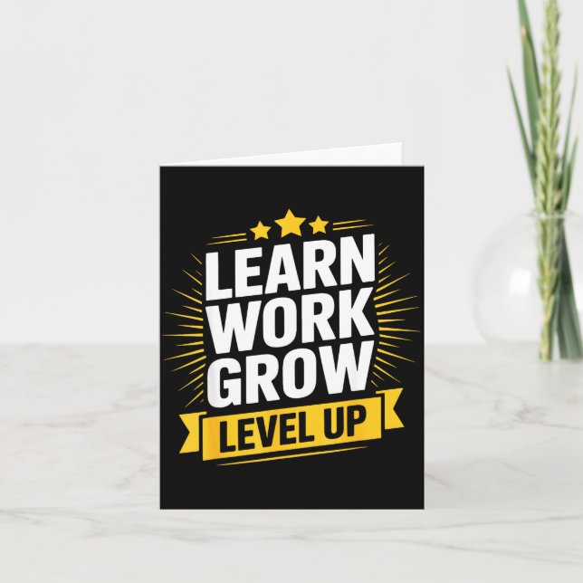 Cartão Learn Work Grow Level Up Motivational Growth Insra (Frente)