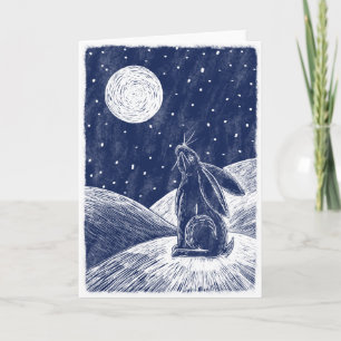 Cartão Lebre Lunar na neve