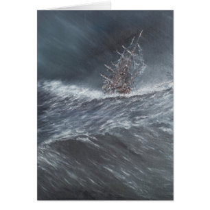 Cartão Lebreiro do HMS em uma tempestade fora do chifre