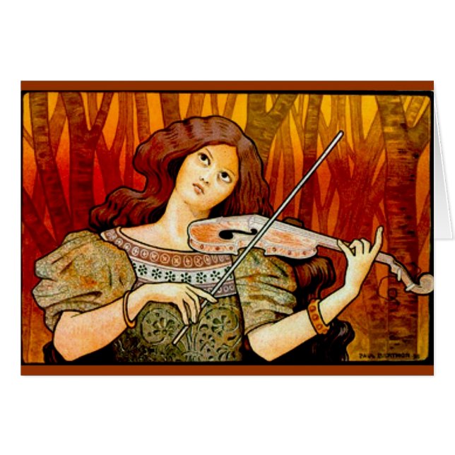 Cartão Lecons Music Violin Poster vintage (Frente Horizontal)