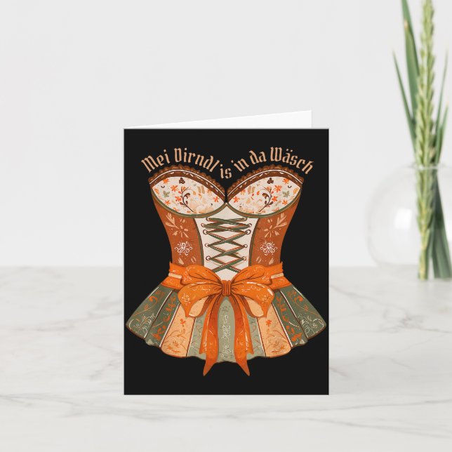 Cartão Lederhosen Costume Cute German Bavarian Women  (Frente)