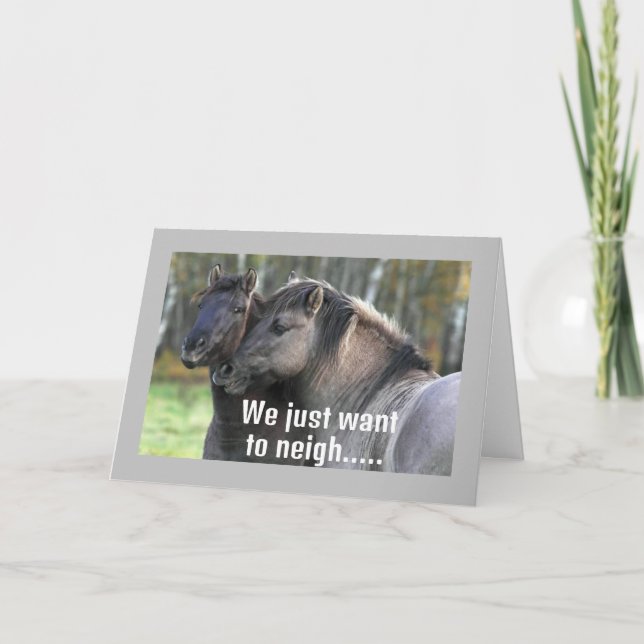 CARTÃO LEGAL CAVALOS ESTÃO VIZINHANDO "FELIZ ANIVERSÁRIO" (Frente)