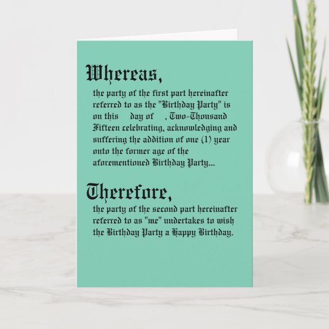 Cartão Legal Contract Birthday Card (Frente)