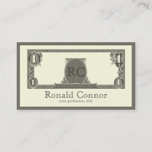 Cartão legal Monogrammed da nota de dólar real do
