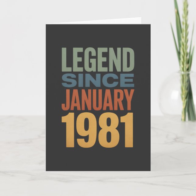 Cartão Legend Since January 1981 Retro Birthday Classic (Frente)