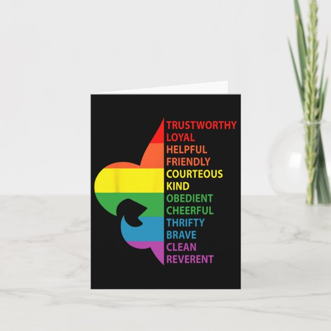 Cartão Lei de Escoteiros do Arco-Íris Bonitos (Frente)