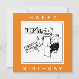 Cartão Leitores de Livro em um Cartoon de Biblioteca