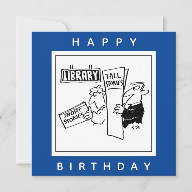 Cartão Leitores de Livro em um Cartoon de Biblioteca (Frente)