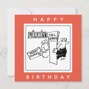 Cartão Leitores de Livro em um Cartoon de Biblioteca. Boo