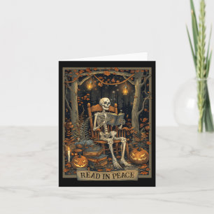 Cartão Leitura Engraçada Em Paz Skeleton Halloween Leia B