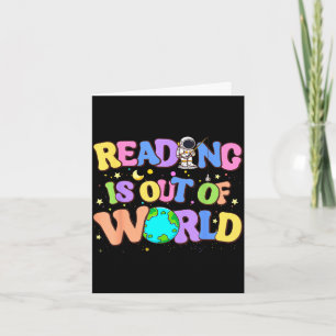 Cartão Leitura fofa é fora deste mundo livros espaciais