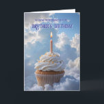 Cartão Lembrança de aniversário do Brother Heavenday<br><div class="desc">Lembrando de um irmão passado no seu aniversário. Um cupcake nas nuvens com uma vela de aniversário. Palavras de dentro de suporte. Uma forma excelente de lembrar uma alma amada.</div>