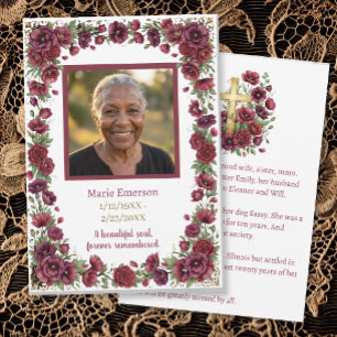 Cartão Lembrança Personalizada de Foto Memorial Floral