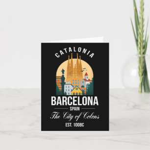 Cartão Lembranças de Férias em Família Barcelona Espanha 