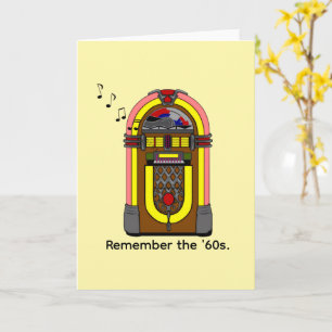 Cartão Lembre-se dos anos 60 e da música de Jukebox.
