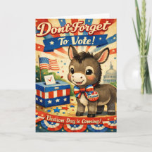 Lembrete de Voto de Burro Patriótico Retrô
