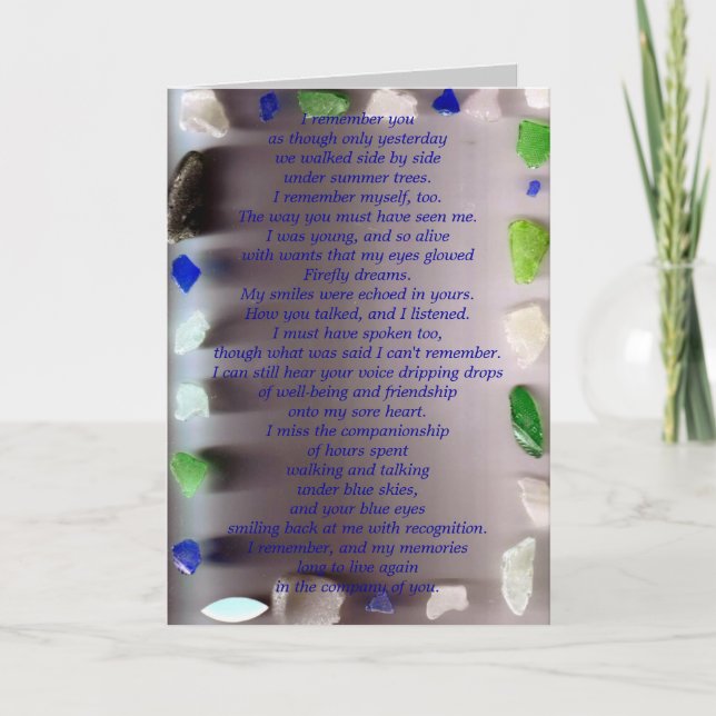 Cartão Lembro-me de você como se fosse apenas você... (Frente)