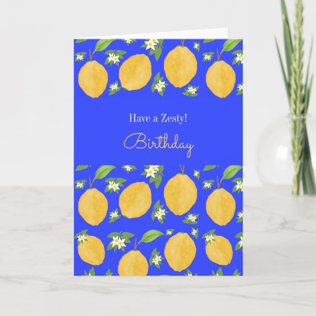 Cartão Lemon Bloom Collection patterned blue Birthday (Frente)